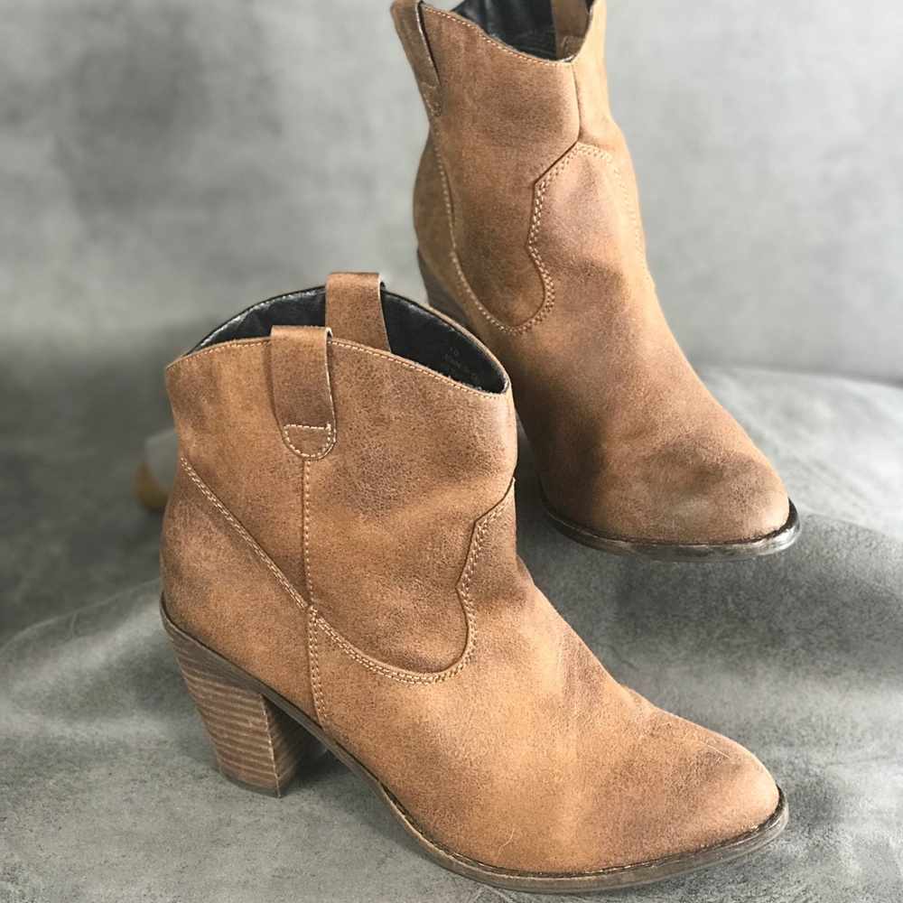Brown leather booties, size 10, Altar’d State,